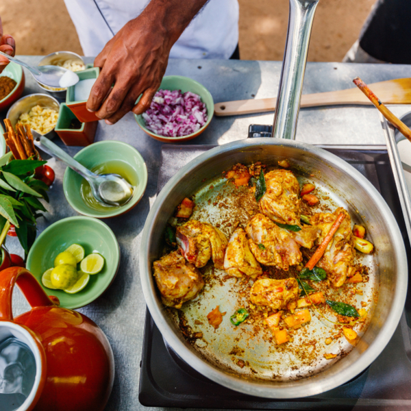 cooking sri lankan curry dish