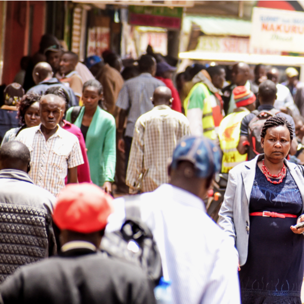 people walking on busy street in nairobi kenya