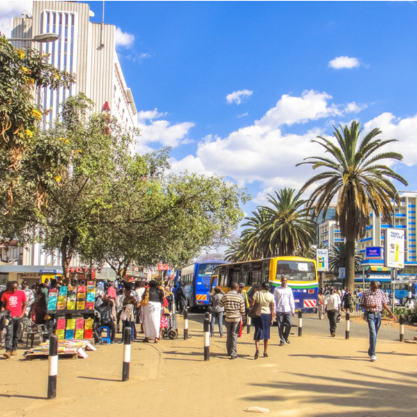 people on a street in nairobi, kenya