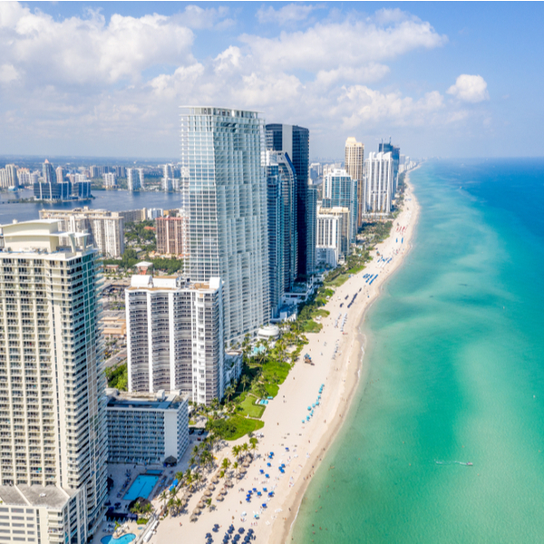 beach and skyscrapers in miami