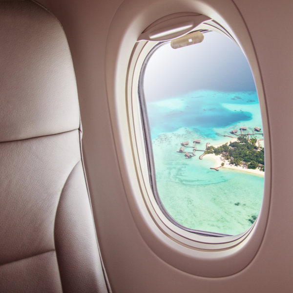 view from plane over maldives island