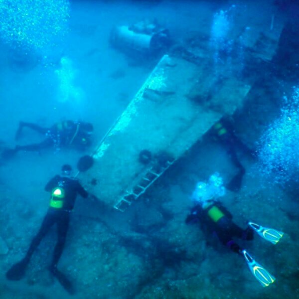 diving at a shipreck in crete