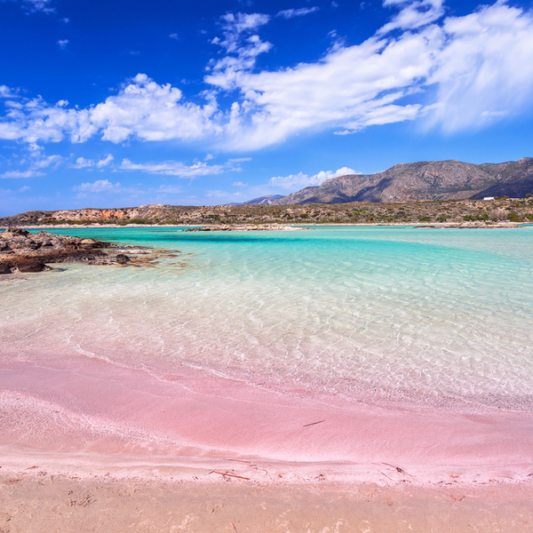 pink sand beach in crete