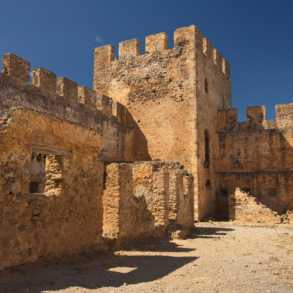 exploring a castle in crete