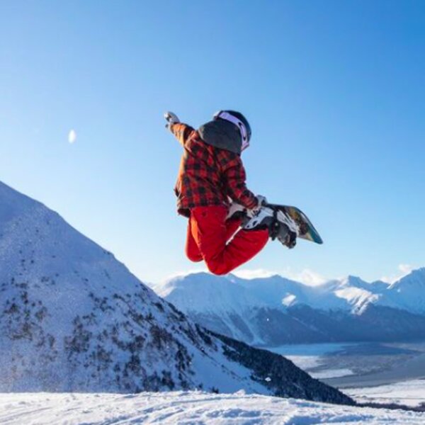 person snowboarding in alaska