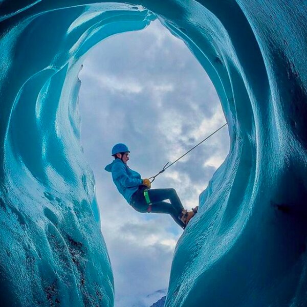 abseiling down a glacier in alaska