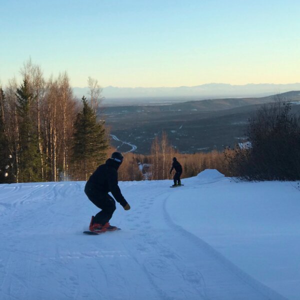 skiing on moose mountain in alaska