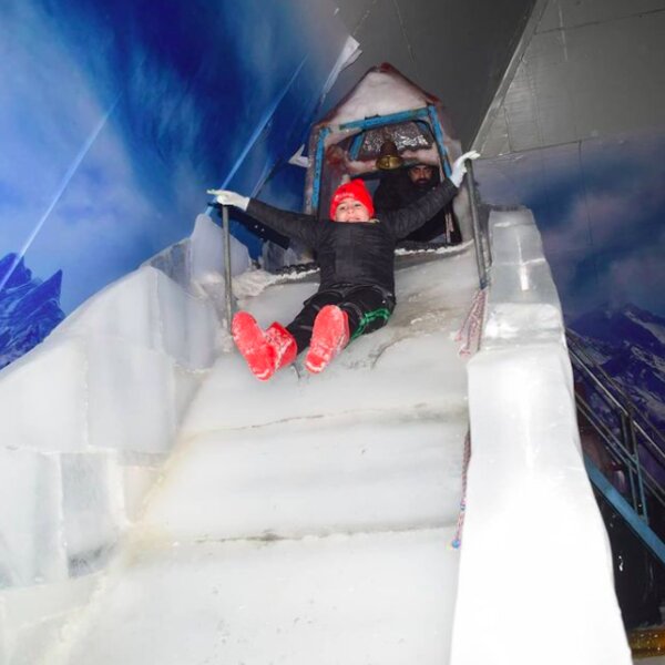 slide at a snow-based theme park in goa