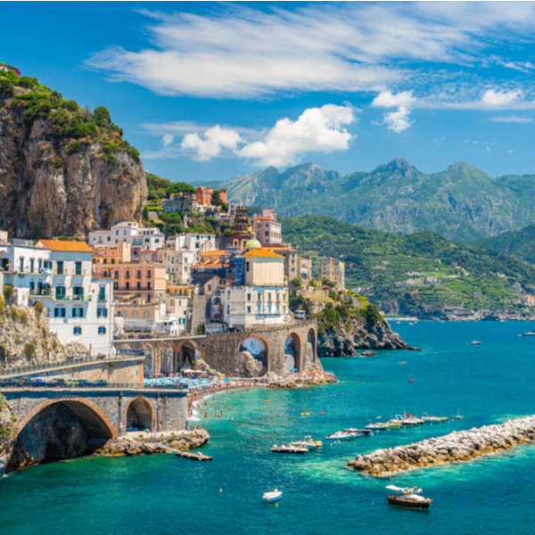 view of atrani town from cliff