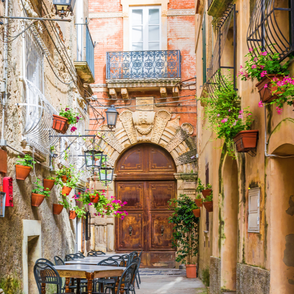 street scene at town on amalfi coast