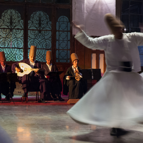 watching sufi whirling at Sirkeci Train Station istanbul
