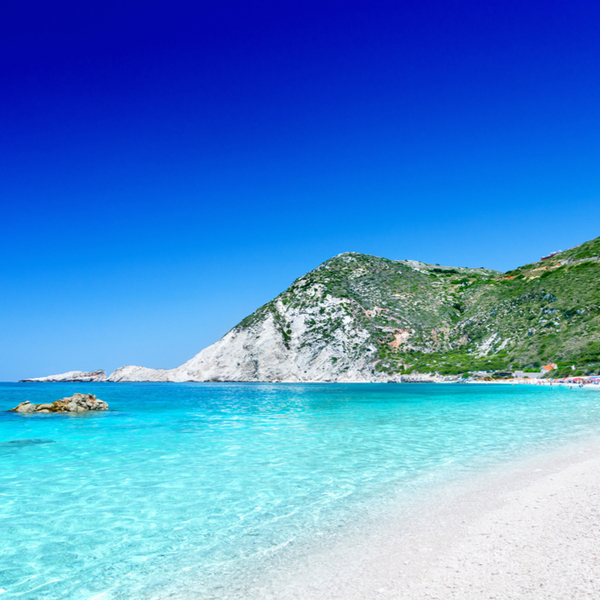 view of a quiet beach in kefalonia