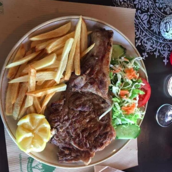 eating at a budget restaurant in zante