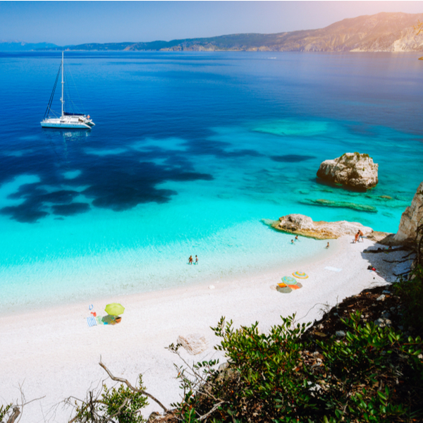 boat at kefalonia beach