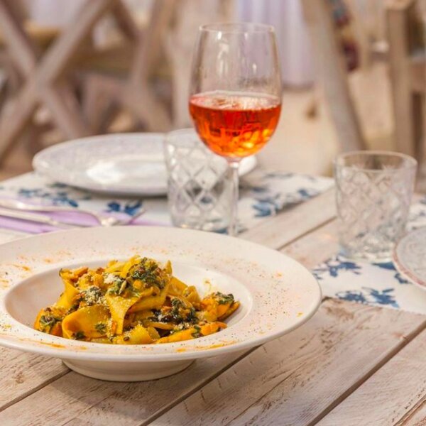 pasta for lunch at a zante cafe