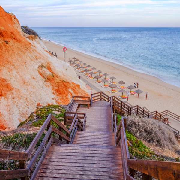 popular beach in albufeira