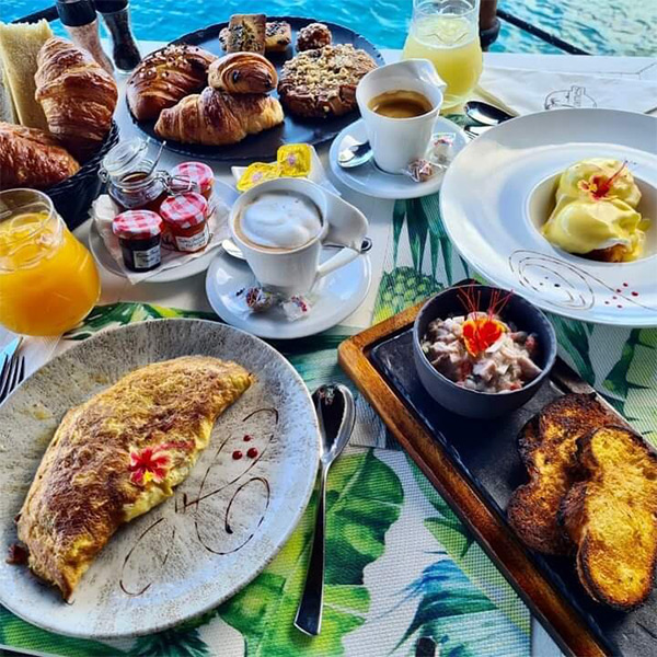 Typical hotel breakfast in Bora Bora