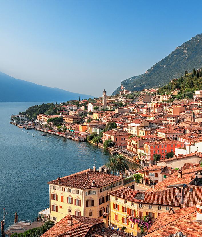 Lake Garda view in Limone sul Garda, famous tourist destination in Italy