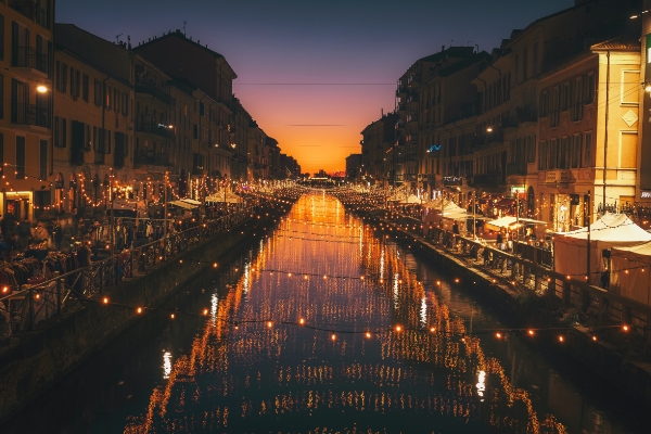 night time view of Milan