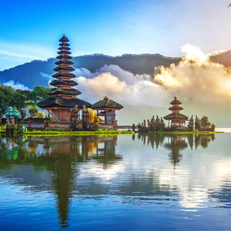 Sea cloud and temple view in Bali