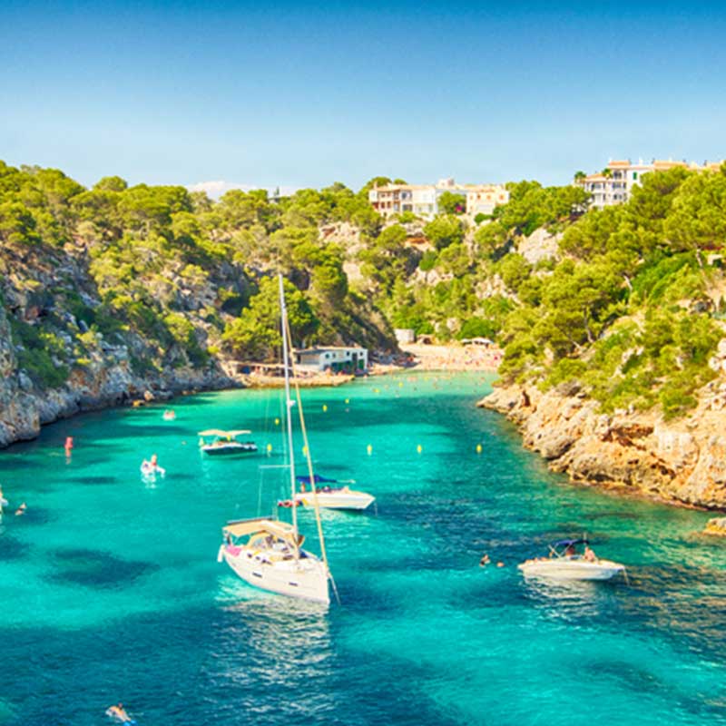 Sailing boat in bay of Majorca