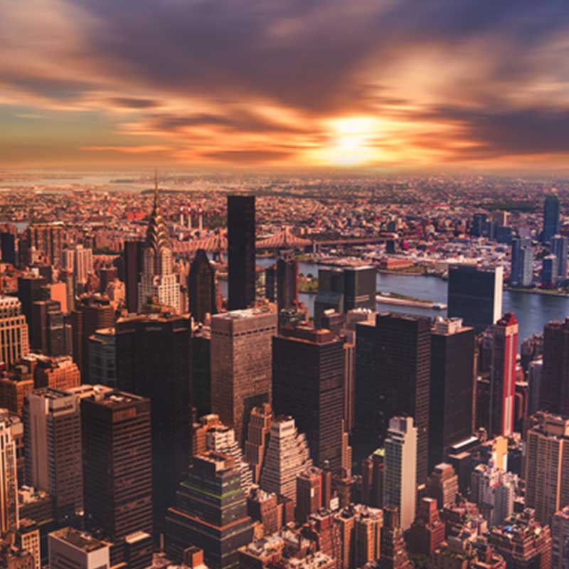 New York sunset view