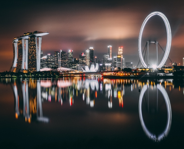 Night time shot of Singapore