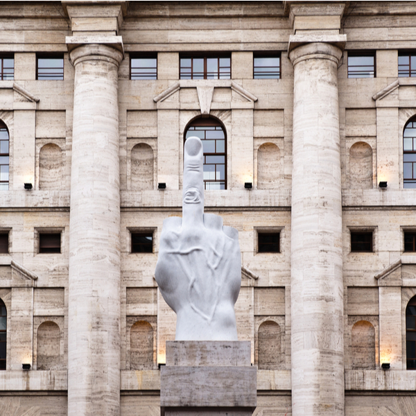 L.O.V.E sculpture on Piazza degli Affari