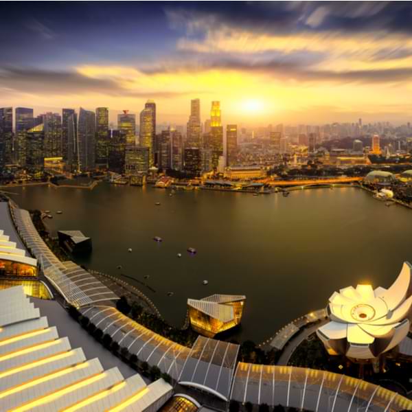 view of singapore sunset from marina bay sands