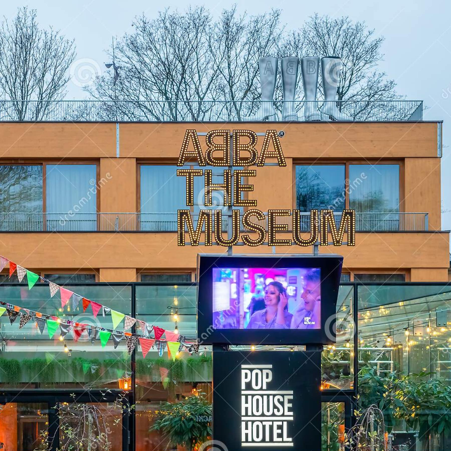 Outside The Pop House Hotel, adjacent to the ABBA museum. Stockholm, Sweden