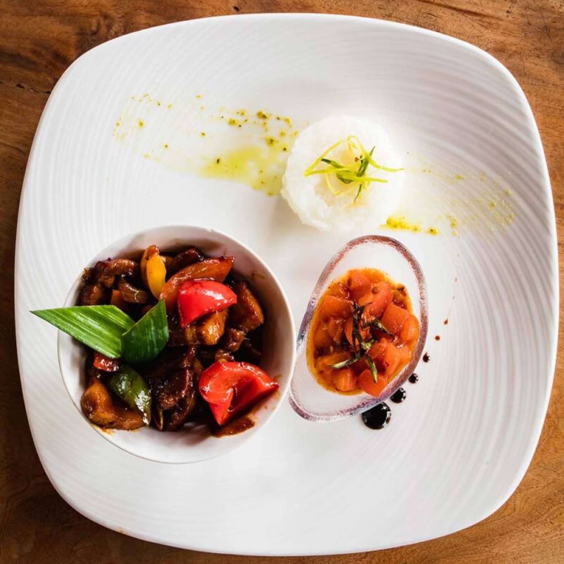 A beautiful dish served at Cafe Des Artes in Praslin
