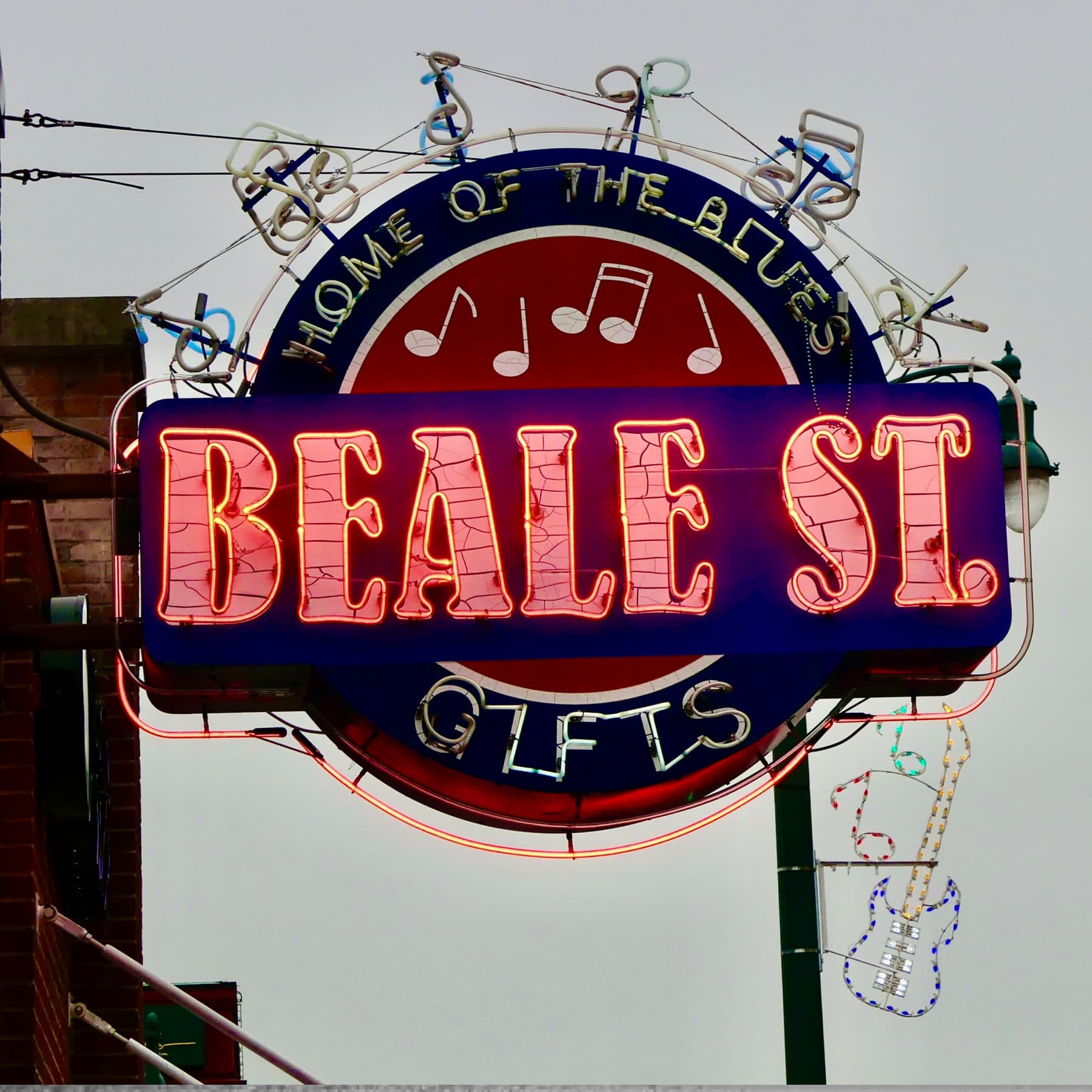 Neon sign of Beale Street, difficult to miss upon on arrival