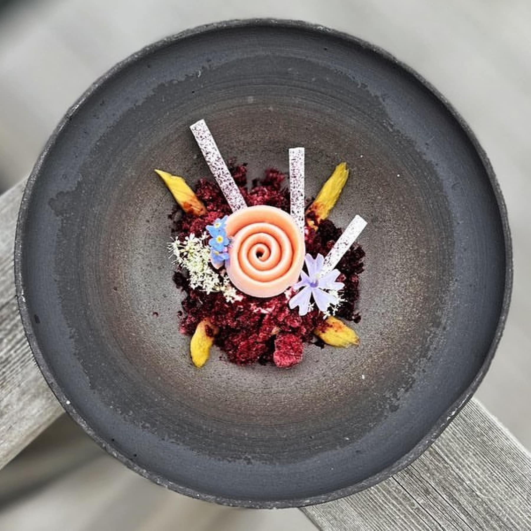 Artistic meal at Stockholms Oaxen Krog restaurant