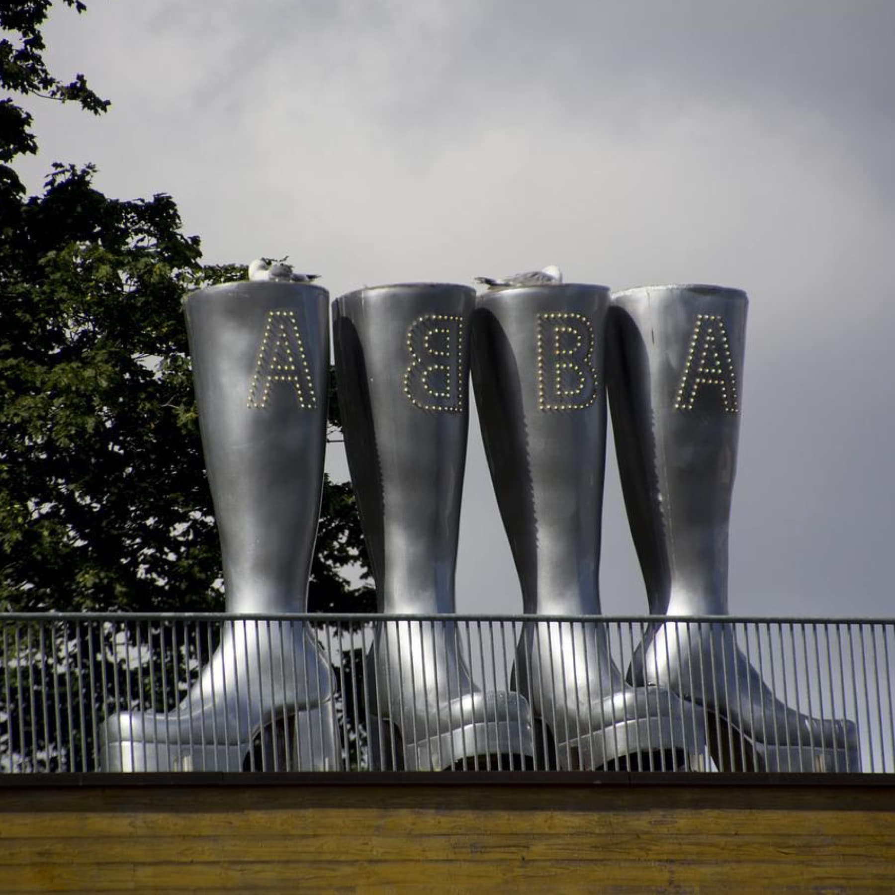 Famous boot statues outside the ABBA Museum