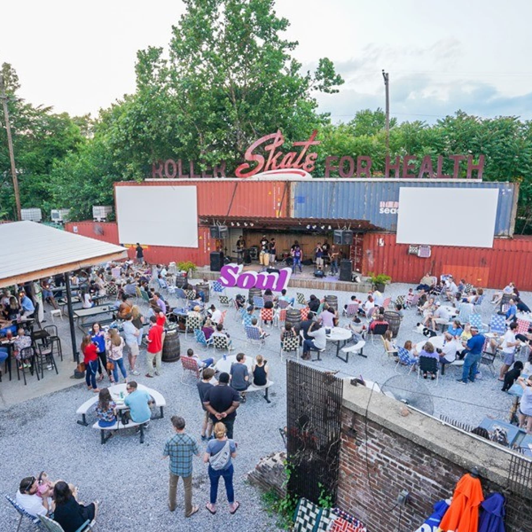 People gather outside Railgarten in Memphis