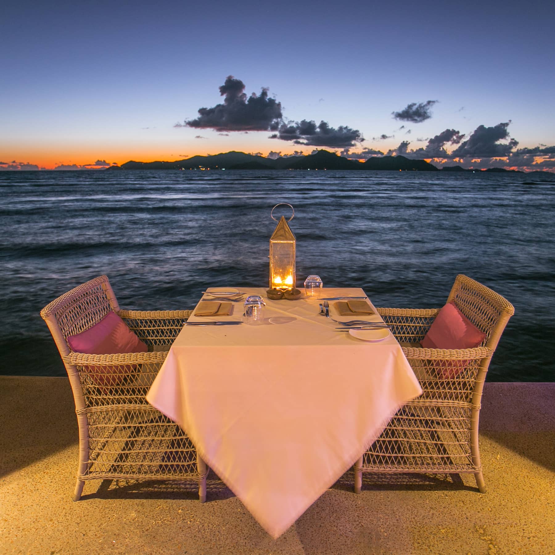 The idyllic and romantic setting at Santosha Restaurant in La Digue, Seychelles restaurants