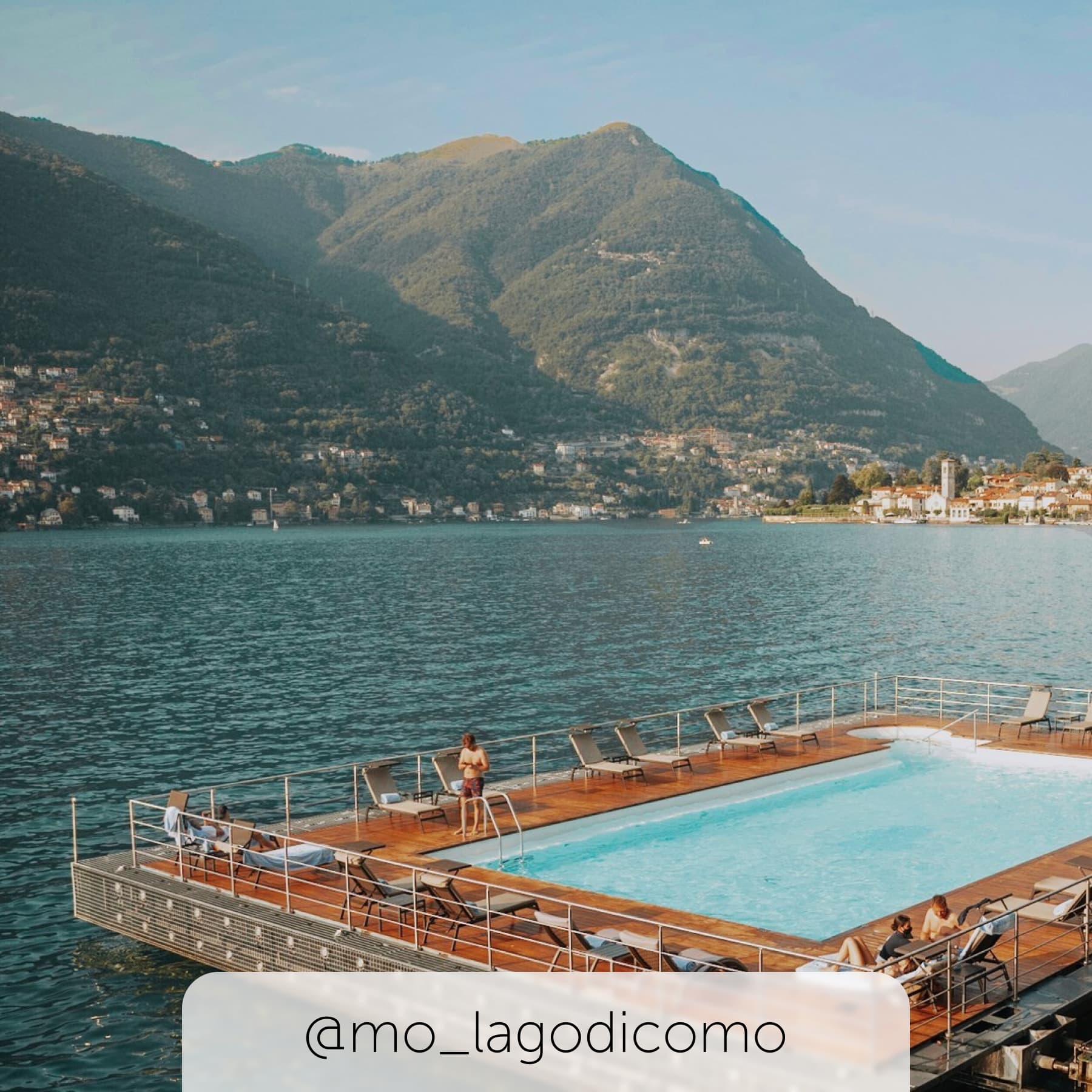 Pool on the lake at the Mandarin Hotel of Lake Como
