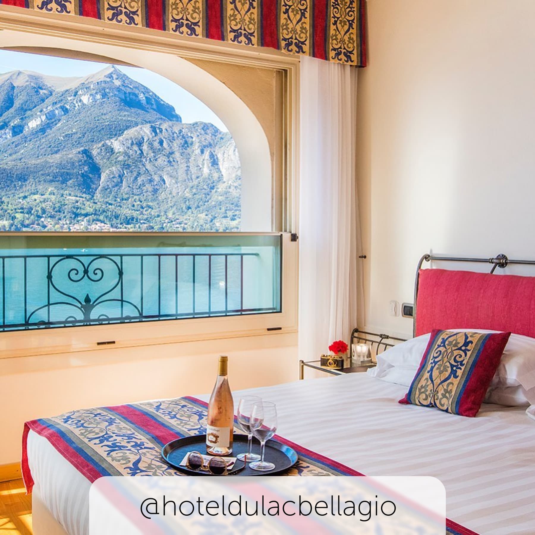 Hotel du Lac bedroom with a view of Lake Como