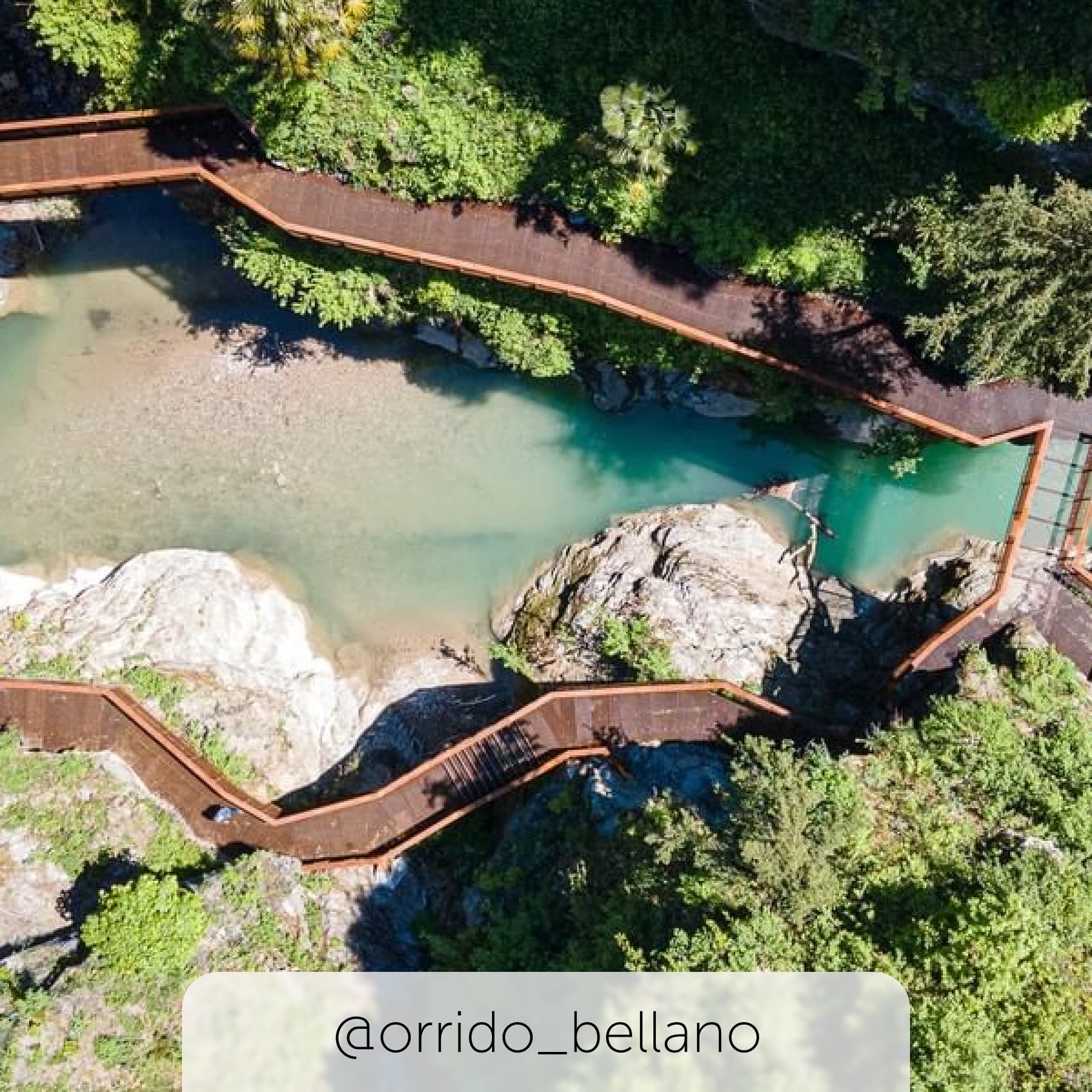 Birds eye view of Orrido di Bellano