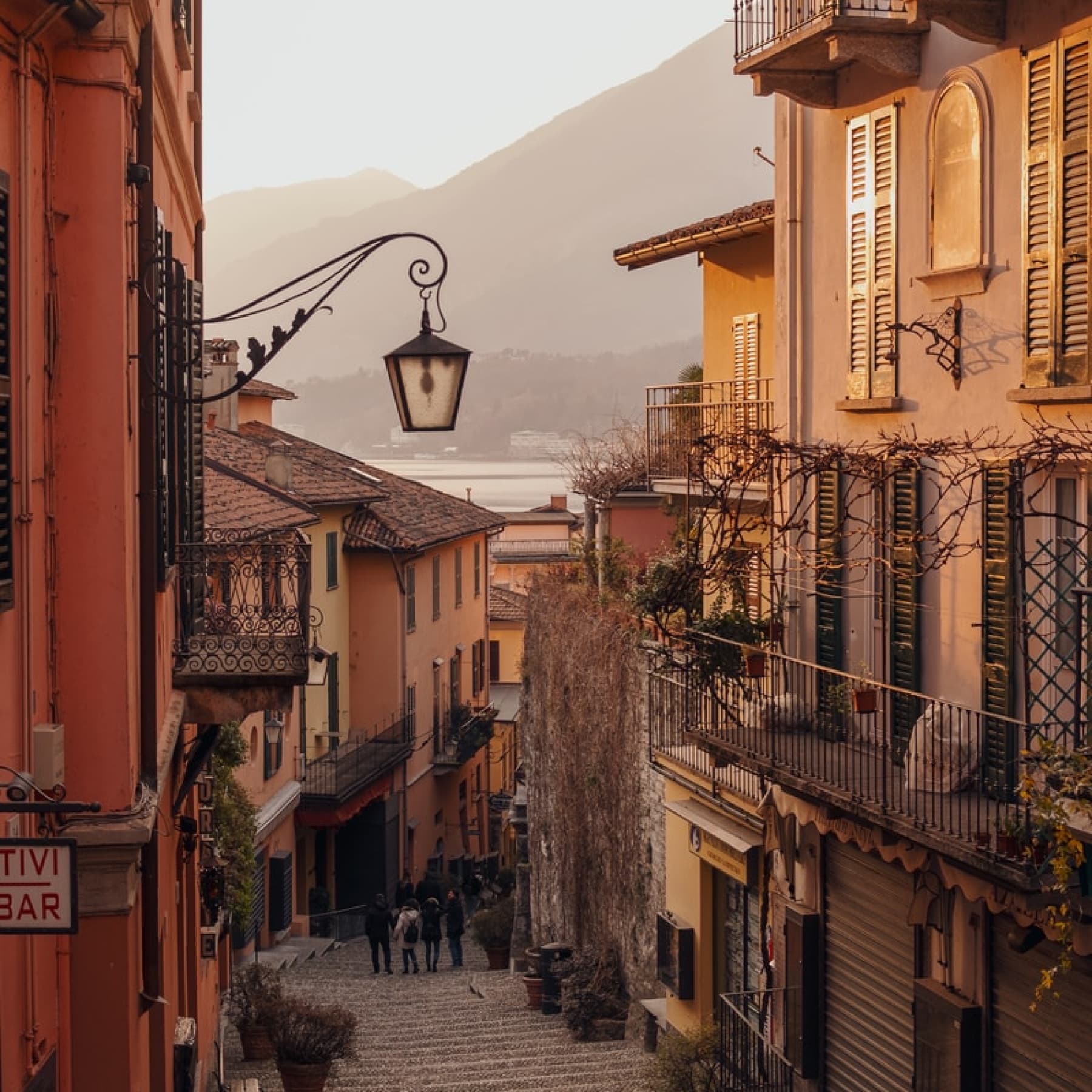 Warm toned buildings of Bellagio