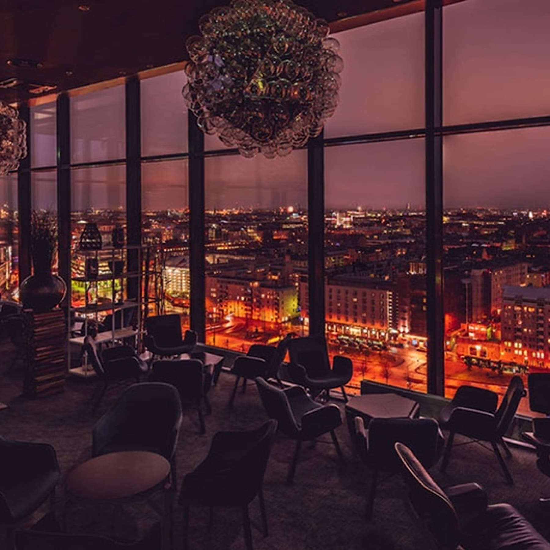 Incredible views of Helsinki at night from the Skyroom