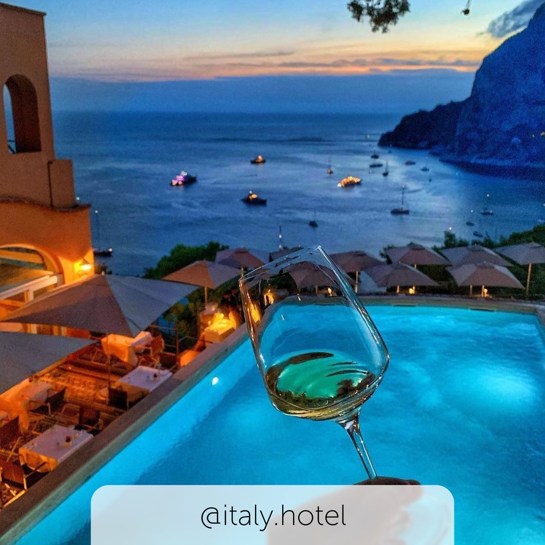 A glass of wine in a swimming pool in capri