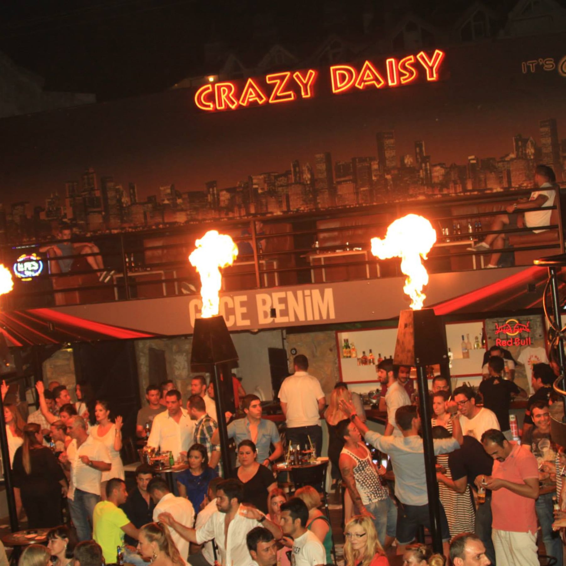 flames are lit in crazy daisy nightclub
