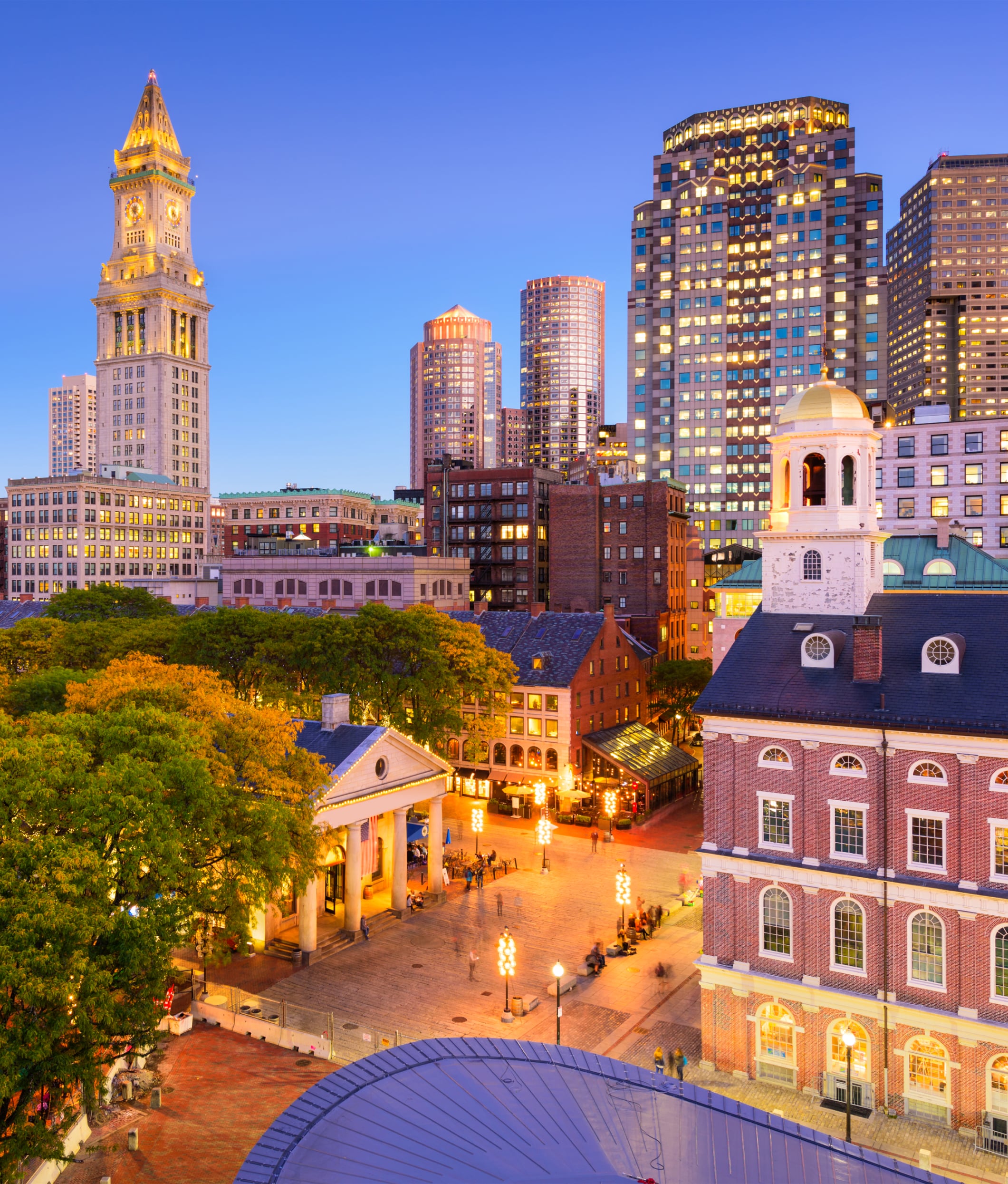 Lights come on in the streets of Boston