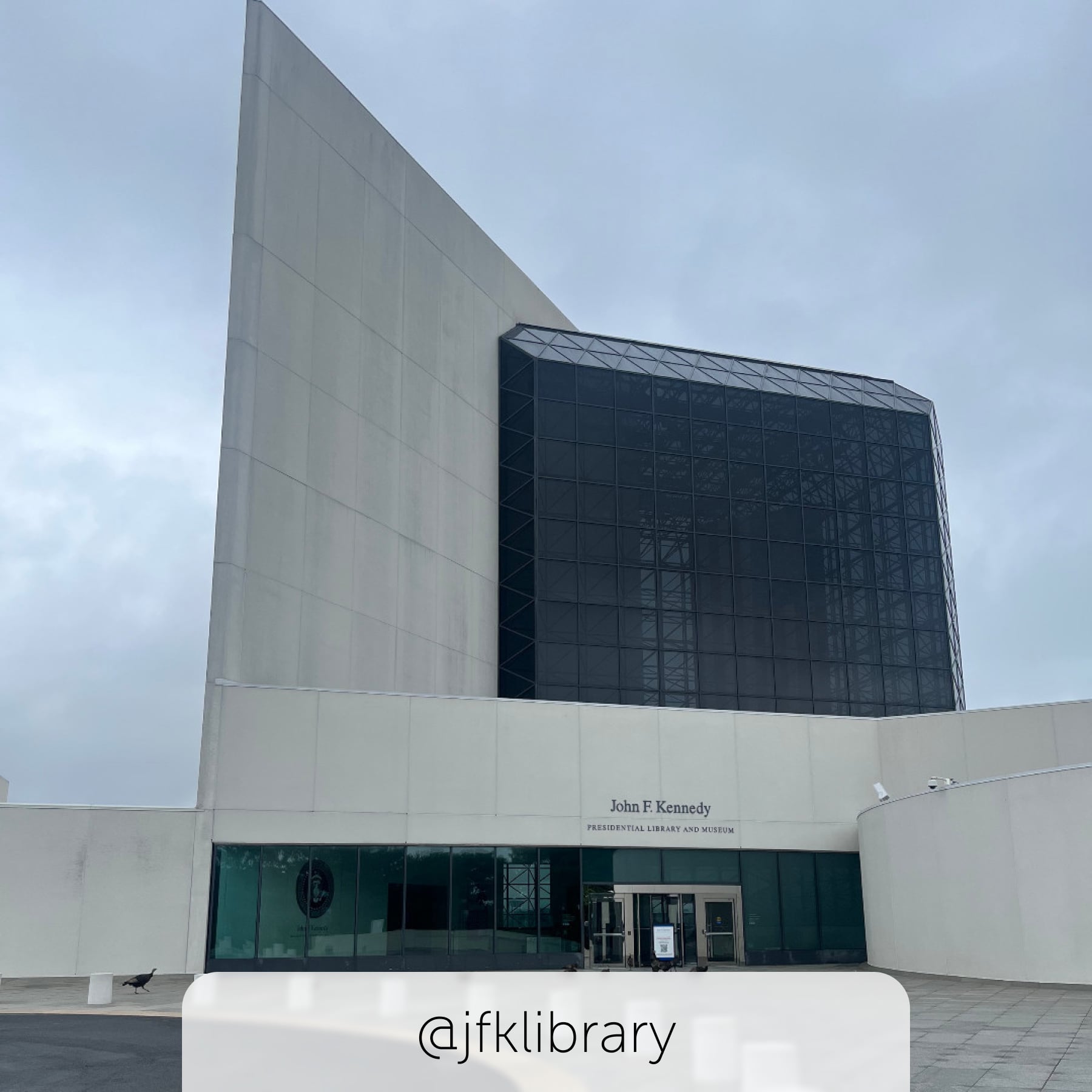 The striking building for the JFK Presidential Library