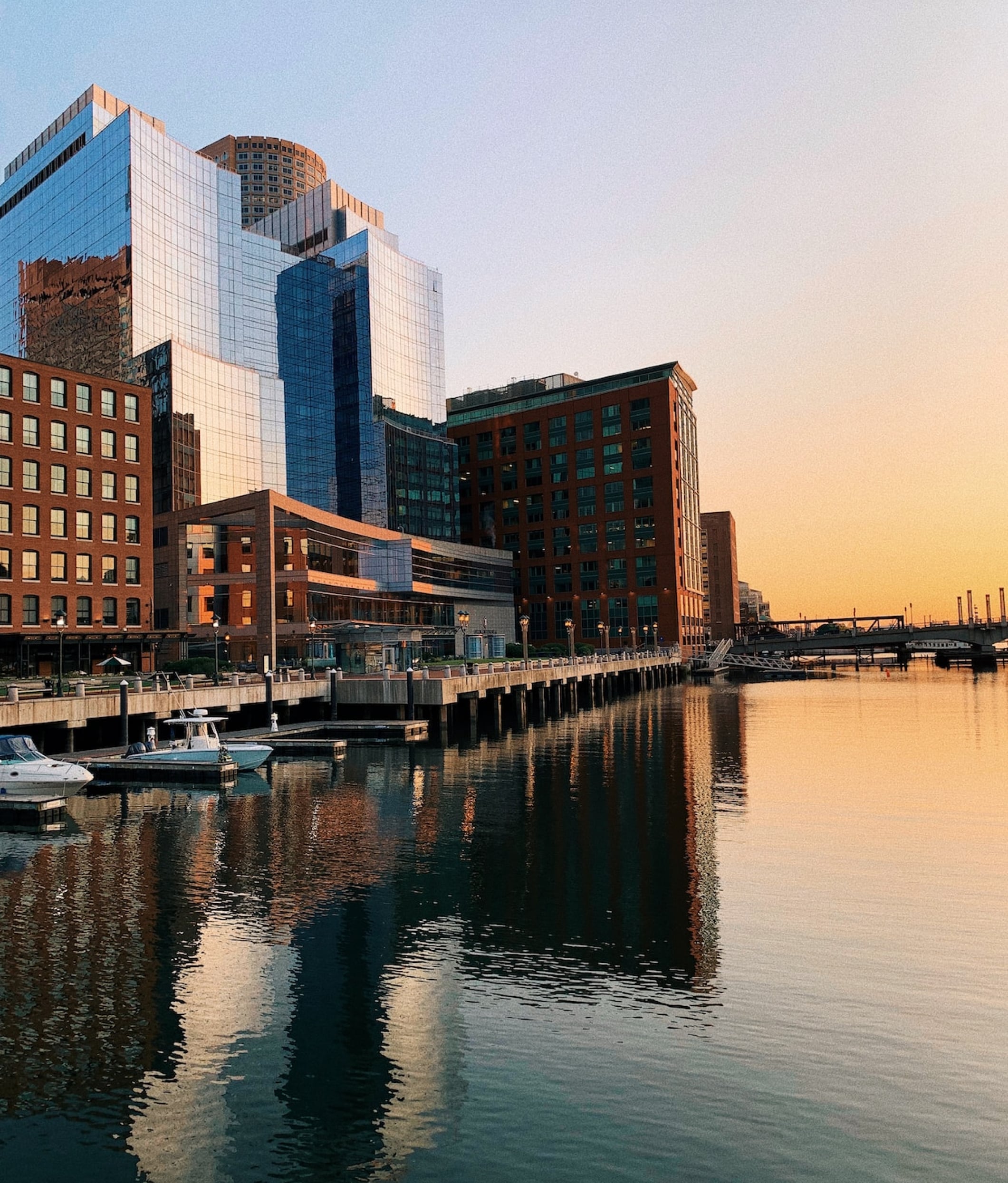 Sunsets across the water's of Boston